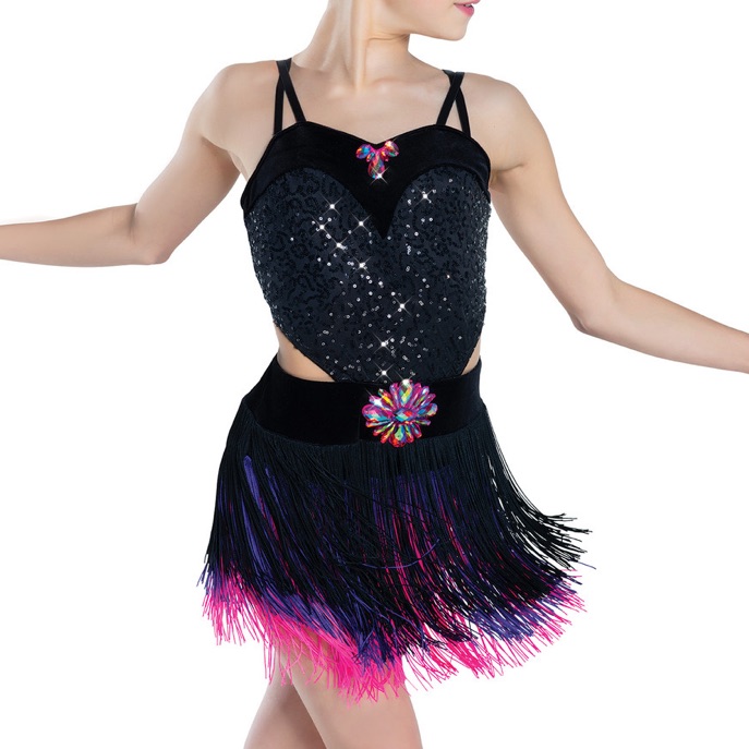 Revolution Tenth House “Voltage” Black & Pink Fringe Dance Costume